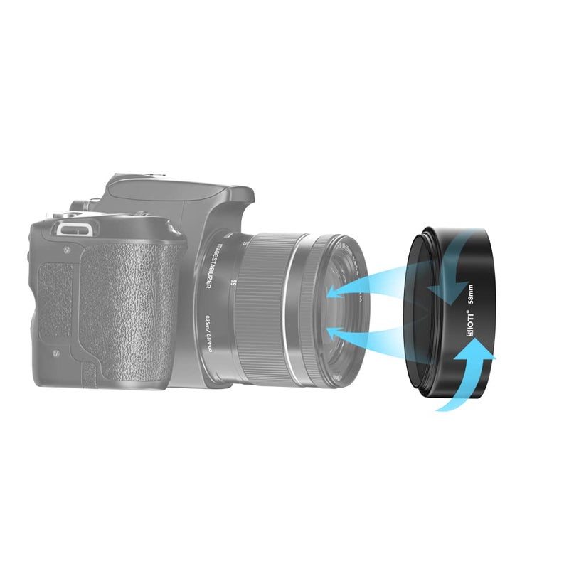SIOTI 58mm Lens Hood, Oxidation Matte Anti Reflective Treatment, Aluminum Alloy, with 1 * 62mm Lens Cap, Compatible with Sony/Canon/Nikon/Fuji etc >50mm Camera Lens - Image 5